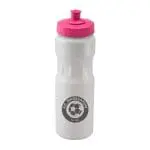 Branded Teardrop Bottle 750ml in white with pink lid and printed logo