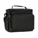 Branded Teynham Deluxe Recycled Cooler Bag in black with printed logo