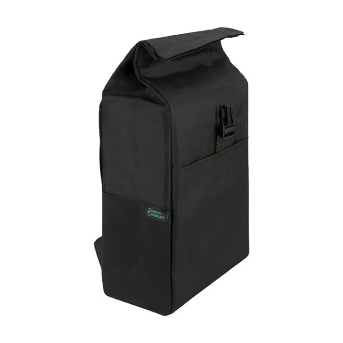 Promotional Teynham Recycled Cooler Backpack side view with printed logo