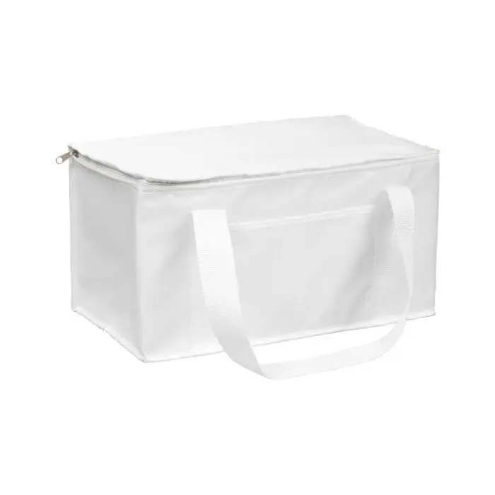 Branded Tonbridge Recycled 12 Can Cooler Bag in white with printed logo