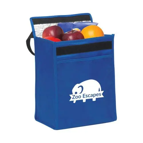 Printed Tonbridge Recycled Lunch Cooler Bag in blue with printed logo