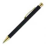 Custom-branded Travis Gold Ballpen in black with gold trim and printed logo