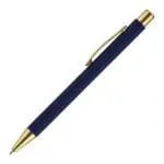 Branded Travis Gold Ballpen in blue with gold trim and printed logo