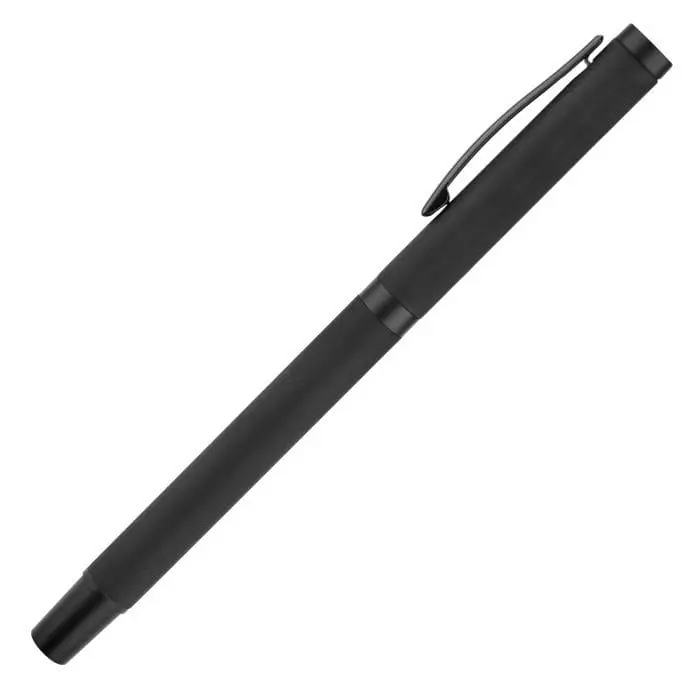 Promotional Travis Noir Roller Pen in black with printed logo