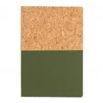 Branded A5 Cork and Kraft Notebook in cork and green with printed logo