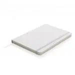 Promotional A5 Plain Classic Hardcover Sketchbook in white with printed logo and page marker