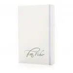 Printed A5 Plain Classic Hardcover Sketchbook in white with printed logo