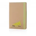 Promotional A5 Recycled Kraft Notebook with green details and printed logo