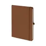 Customised A5 Soft Touch Notebook in brown with printed logo