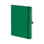 Personalised A5 Soft Touch Notebook in green with printed logo