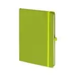 Promotional A5 Soft Touch Notebook in lime green with printed logo