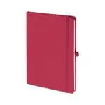 Promotional A5 Soft Touch Notebook in magenta with printed logo