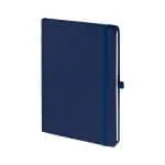 Promotional A5 Soft Touch Notebook in navy blue with printed logo