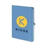 Printed A5 Soft Touch Notebook in Pastel Dark Blue with printed logo