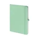 Promotional A5 Soft Touch Notebook in Pastel Green with printed logo