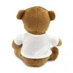 Promotional Albert 12cm Teddy Bear rear view with printed logo or design on T-Shirt