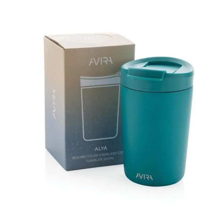 Personalised Avira Re-Steel Tumbler 300ml in assorted colours, printed with logo or design and supplied in a cardboard box