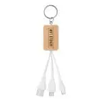 Promotional Bamboo 3-in-1 Charging Cable printed with logo or design