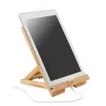 Custom-Branded Bamboo Tablet Stand in bamboo with printed logo or design