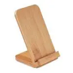 Branded Bamboo Wireless Charging Stand for smartphone in bamboo with printed logo or design