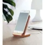 Branded Bamboo Wireless Charging Stand for smartphone in bamboo with printed logo or design