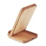 Printed Bamboo Wireless Charging Stand in bamboo with printed logo or design