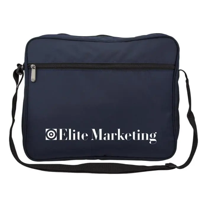 Printed Cheshire Messenger Bag in navy blue with printed logo or design