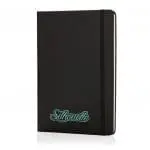 Promotional Cloud Classic Hardcover Notebook A5 in black with printed logo and elastic closure