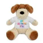 Promotional Darcy Dog 15cm Soft Toy with printed logo or design on T-Shirt