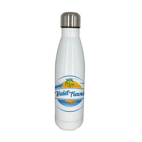 Promotional Express Capella Metal Bottle 500ml in white with printed logo or design