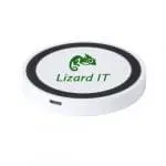 Printed Express Circular Wireless Charger in white with black circle and printed logo or design