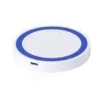 Promotional Express Circular Wireless Charger in white with blue circle and printed logo or design