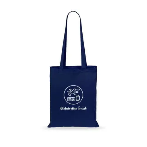 Printed Express Cotton Shopper Tote Bag in blue with printed logo or design