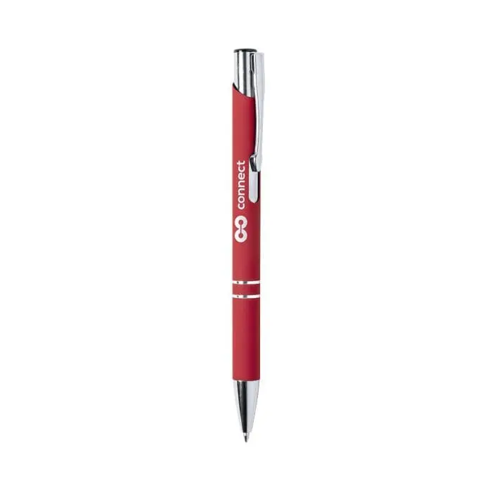 Promotional Express Dallas Metal Pen in red and silver with printed logo