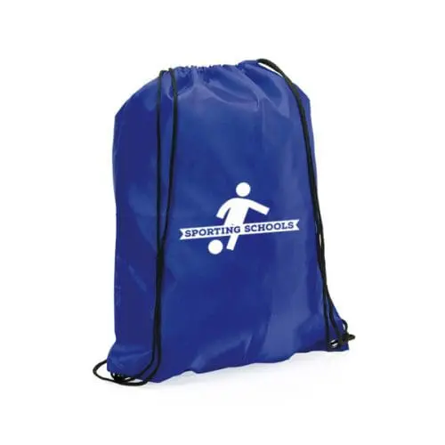 Branded Express Drawstring Bag in blue with printed logo or design