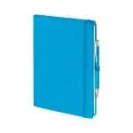 Customised Full Colour Notebook and Pen in cyan blue as part of gift box set with printed logo