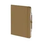 Branded Full Colour Notebook and Pen in gold as part of gift box set with printed logo