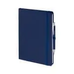 Branded Full Colour Notebook and Pen in navy blue as part of gift box set with printed logo