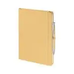 Printed Full Colour Notebook and Pen in pastel yellow as part of gift box set with printed logo