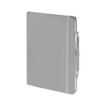 Promotional Full Colour Notebook and Pen in silver as part of gift box set with printed logo