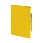 Promotional Full Colour Notebook and Pen in yellow as part of gift box set with printed logo