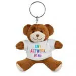 Promotional George Teddy Bear Keyring with printed logo or design on T-Shirt