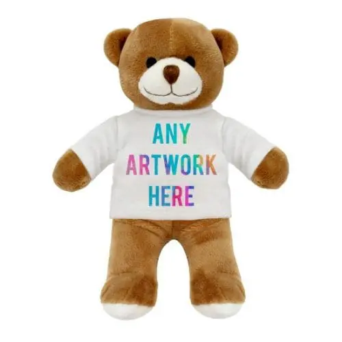 Promotional Henry 14cm Brown Teddy Bear with printed logo or design on T-Shirt