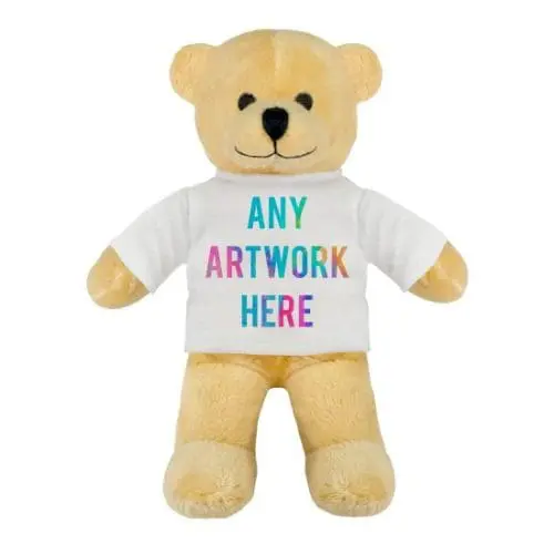 Promotional Henry 14cm Light Brown Teddy Bear with printed logo or design on T-Shirt