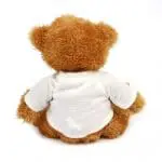 Promotional James 18cm Golden Teddy Bear rear view with printed logo or design on T-Shirt