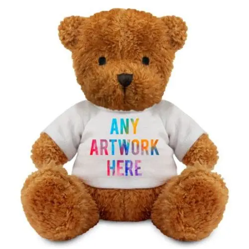 Promotional James 18cm Golden Teddy Bear with printed logo or design on T-Shirt