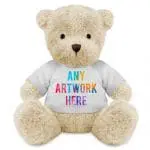 Promotional James 18cm Natural Teddy Bear with printed logo or design on T-Shirt