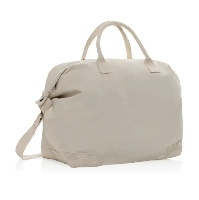 Printed Kezar Recycled Canvas Weekend Bag in natural with printed logo or design