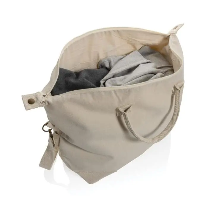 Promotional Kezar Recycled Canvas Weekend Bag in natural with printed logo or design