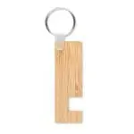 Branded Light Bamboo Phone Stand Keyring with printed logo or design